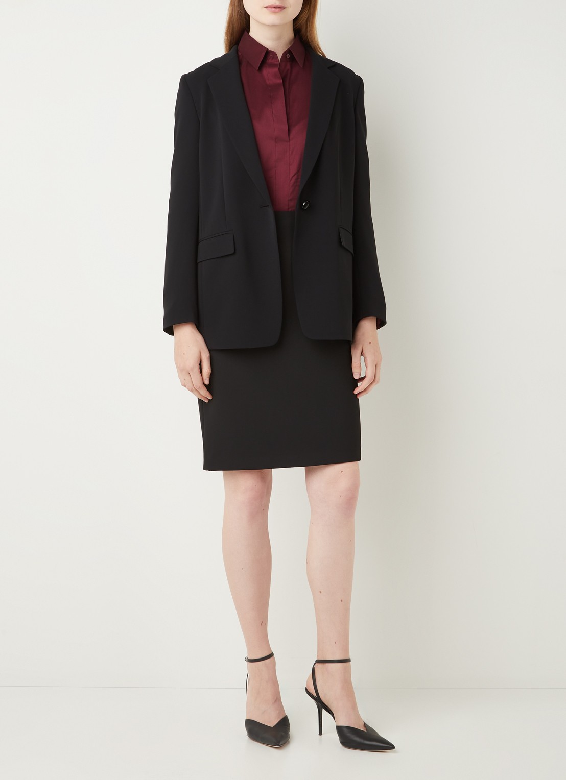 HUGO BOSS Jocalua blazer met klepzakken - voorkant 2 zwart