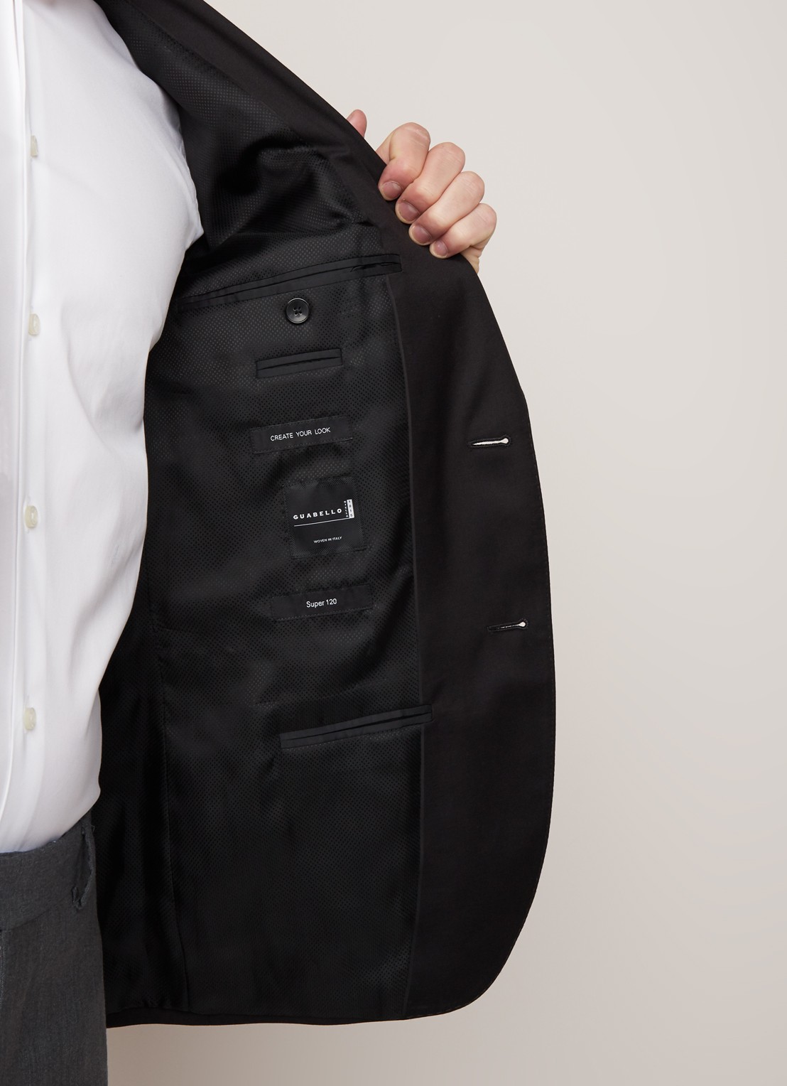 HUGO BOSS Johnstons1 regular fit colbert van scheerwol - detail 3 zwart