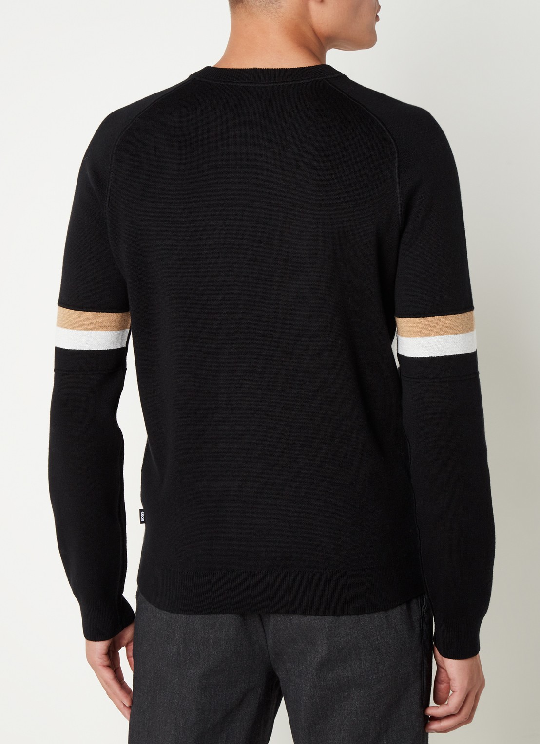 HUGO BOSS Lanius pullover met ingebreid logo - achterkant 3 zwart