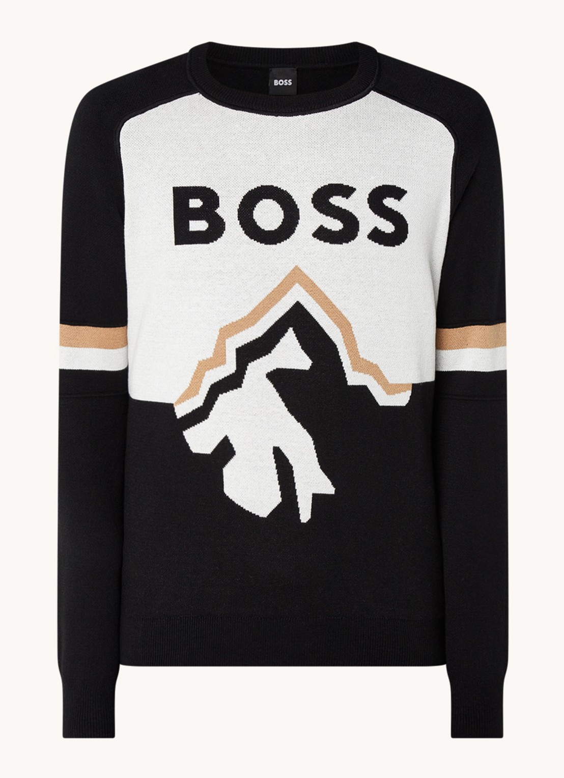 HUGO BOSS Lanius pullover met ingebreid logo - voorkant zwart