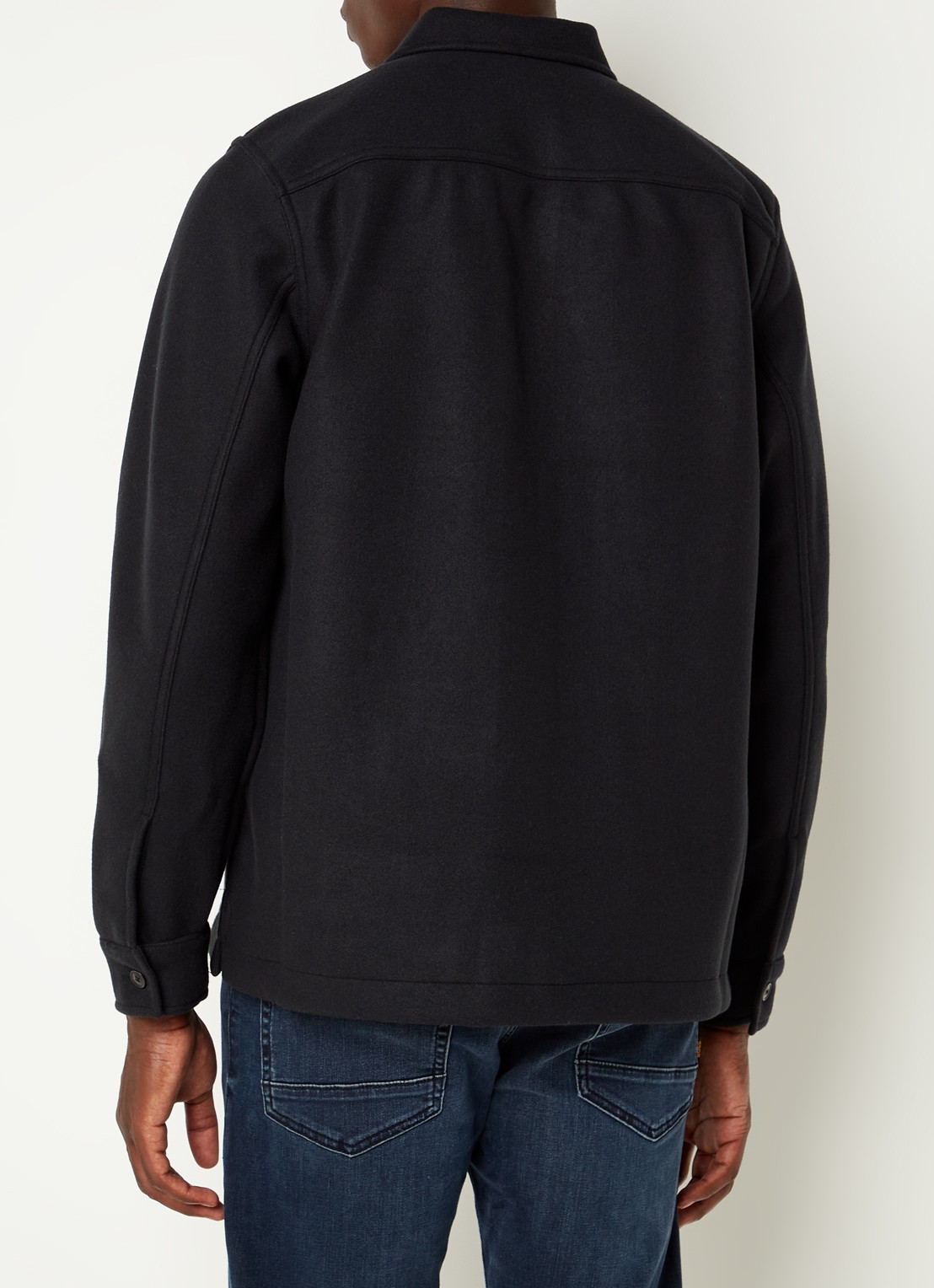 HUGO BOSS Lovvo overshirt van fleece met borstzakken - achterkant 4 zwart