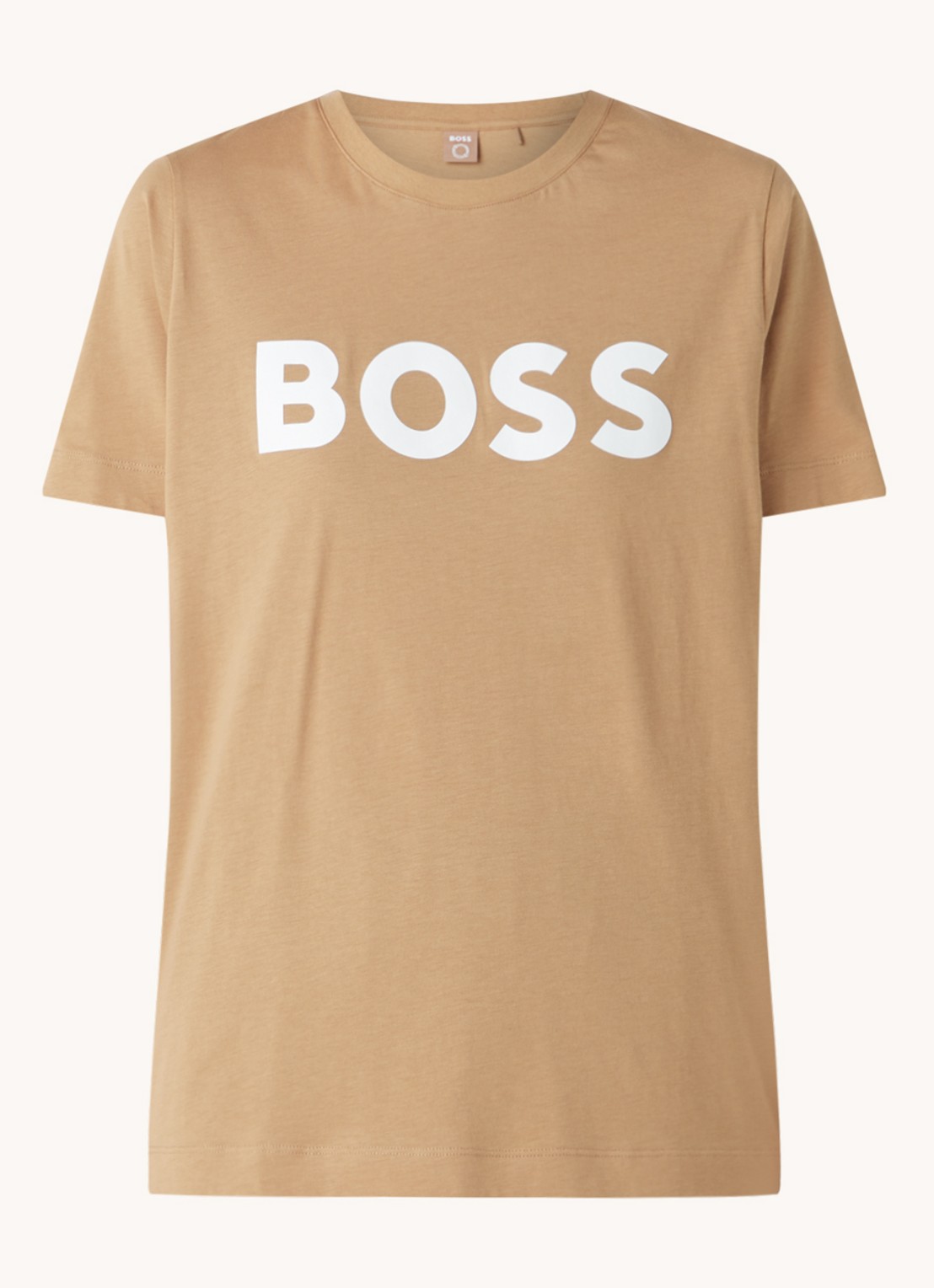 HUGO BOSS nte T-shirt met logoprint - voorkant camel