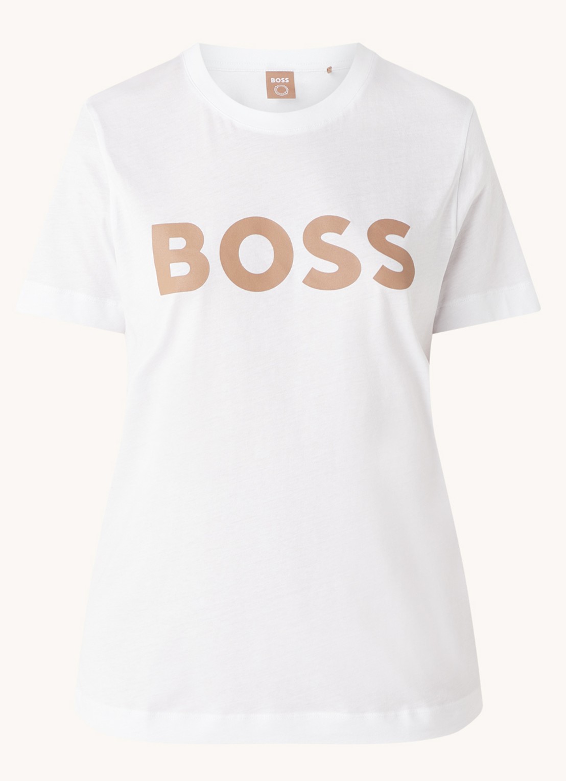 HUGO BOSS nte T-shirt met logoprint - voorkant 3 camel