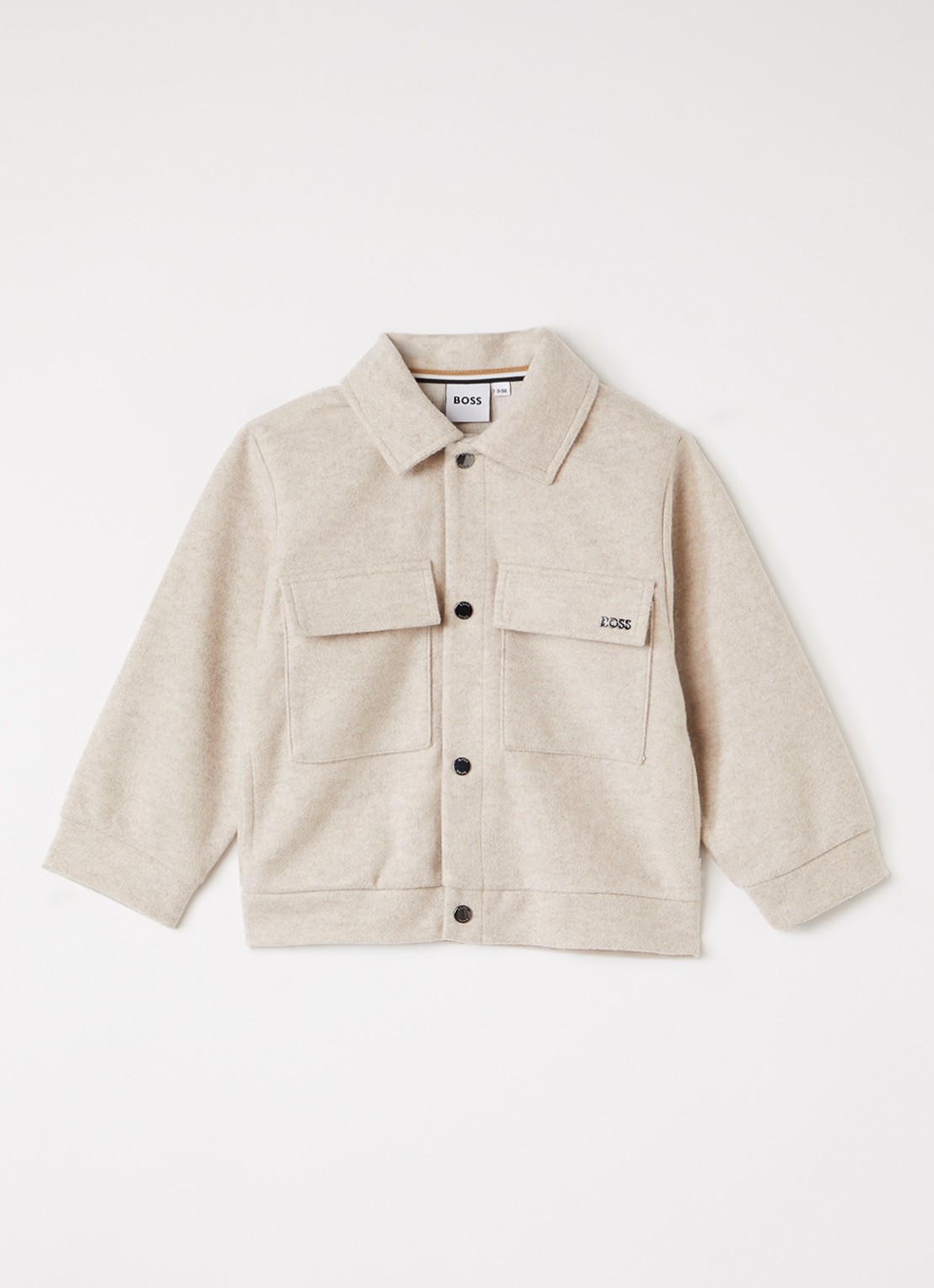 HUGO BOSS Overshirt in wolblend - voorkant beige