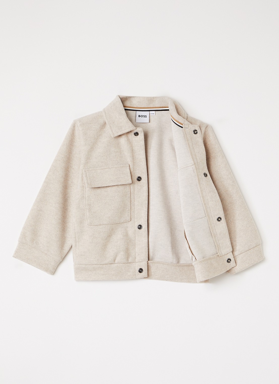 HUGO BOSS Overshirt in wolblend - voorkant 2 beige