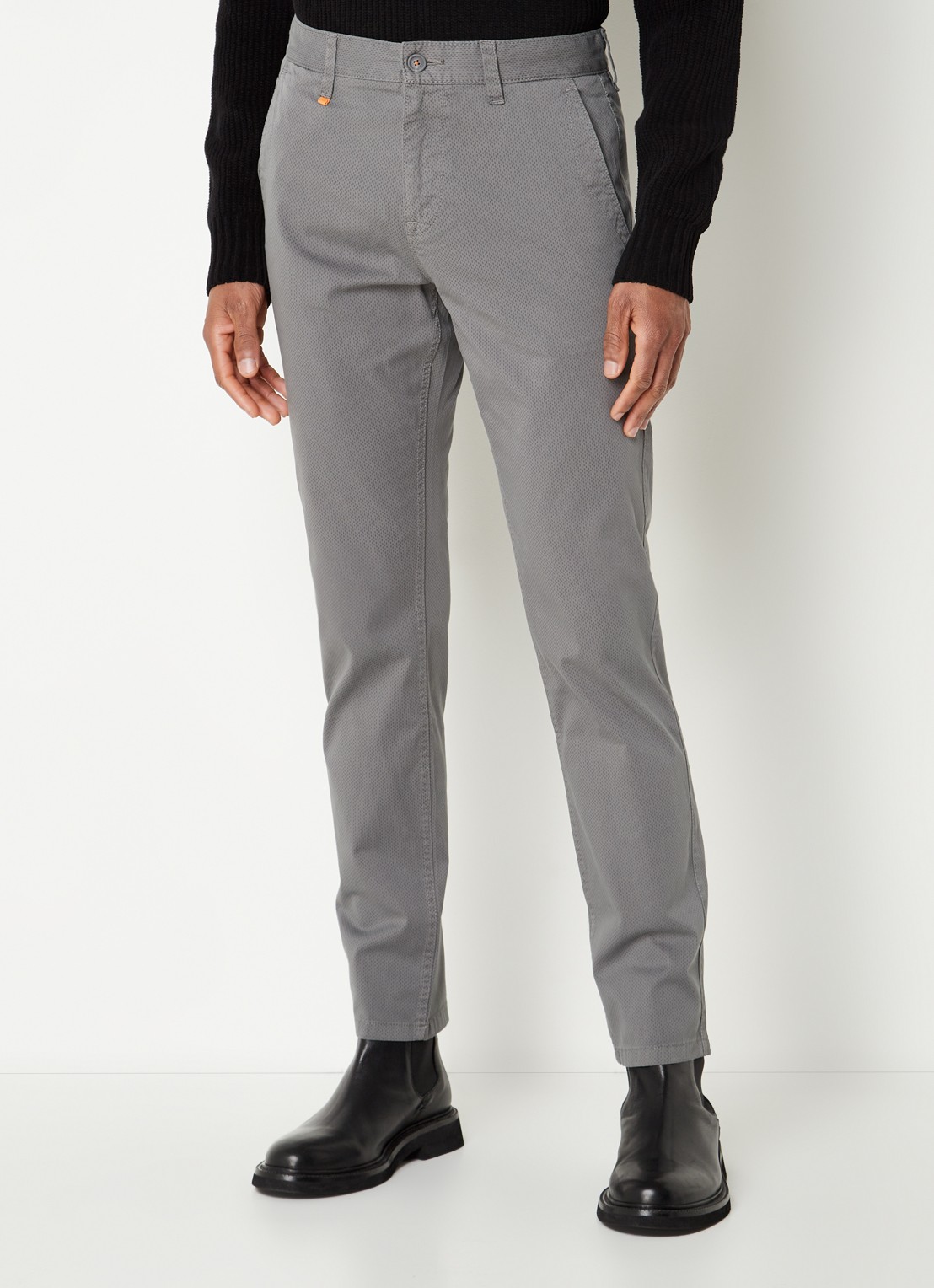 HUGO BOSS Schino slim fit chino met print - detail donkergrijs