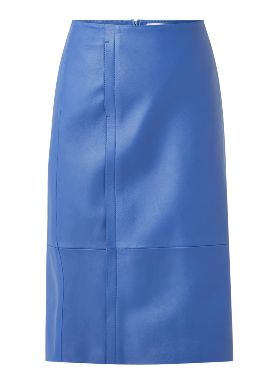 HUGO BOSS Sepassa midirok van leer met doorgestikte details - voorkant 2 paars
