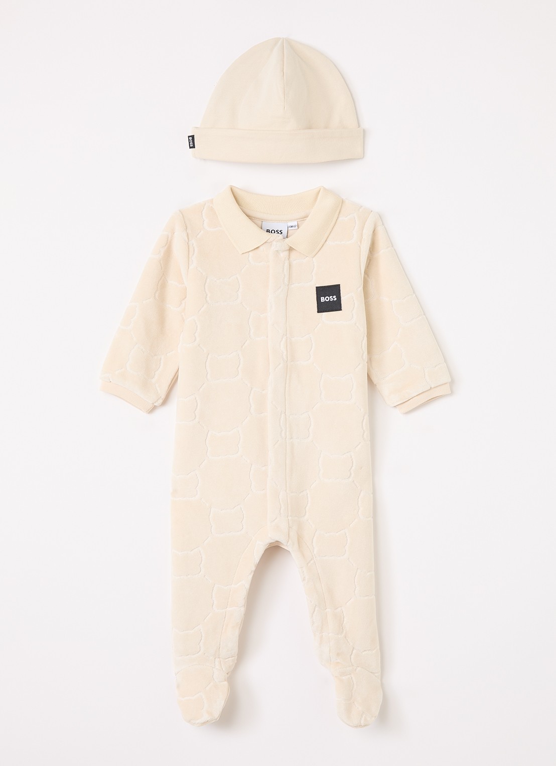 HUGO BOSS Set van babypak met muts 2-delig - voorkant beige