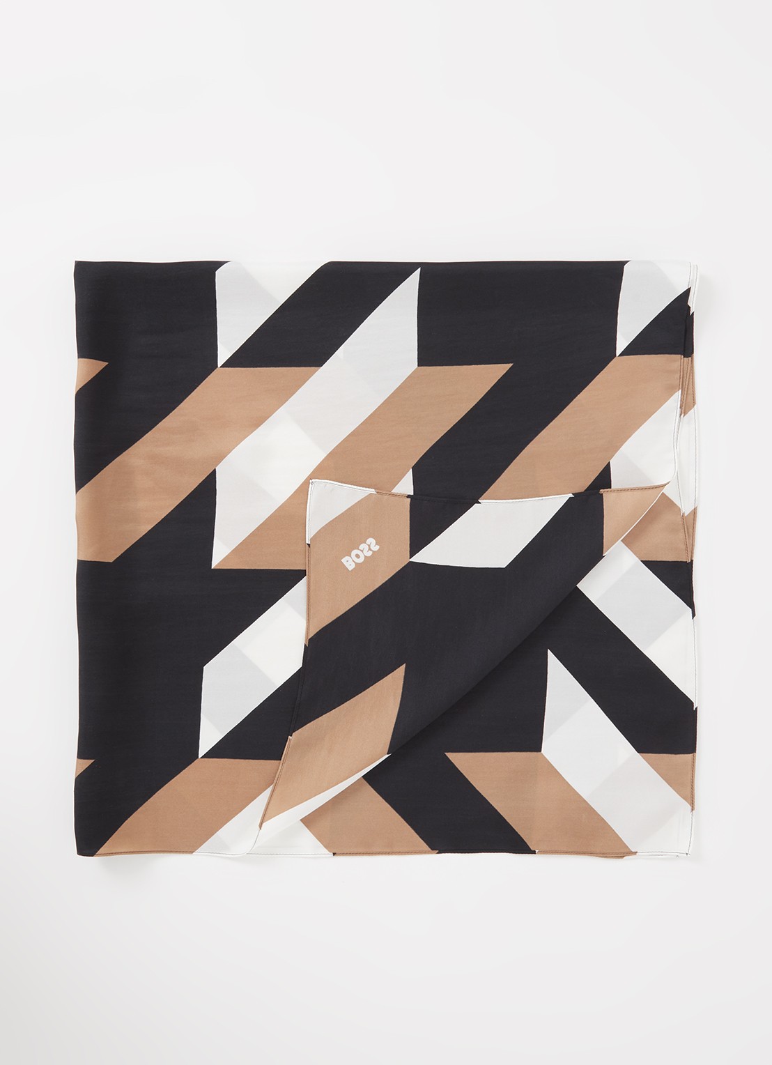 HUGO BOSS Sjaal van zijde 90 x 90 cm  - voorkant 2 lichtbruin