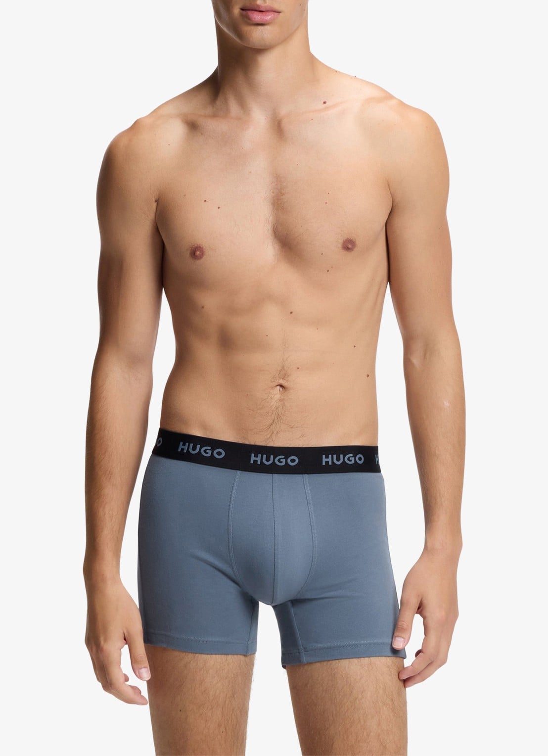 HUGO Boxershort met logoband in 3-pack - voorkant 2 donkerblauw