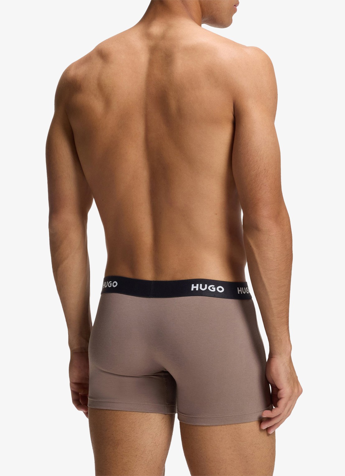 HUGO Boxershort met logoband in 3-pack - achterkant 4 open brown-247 / bruin
