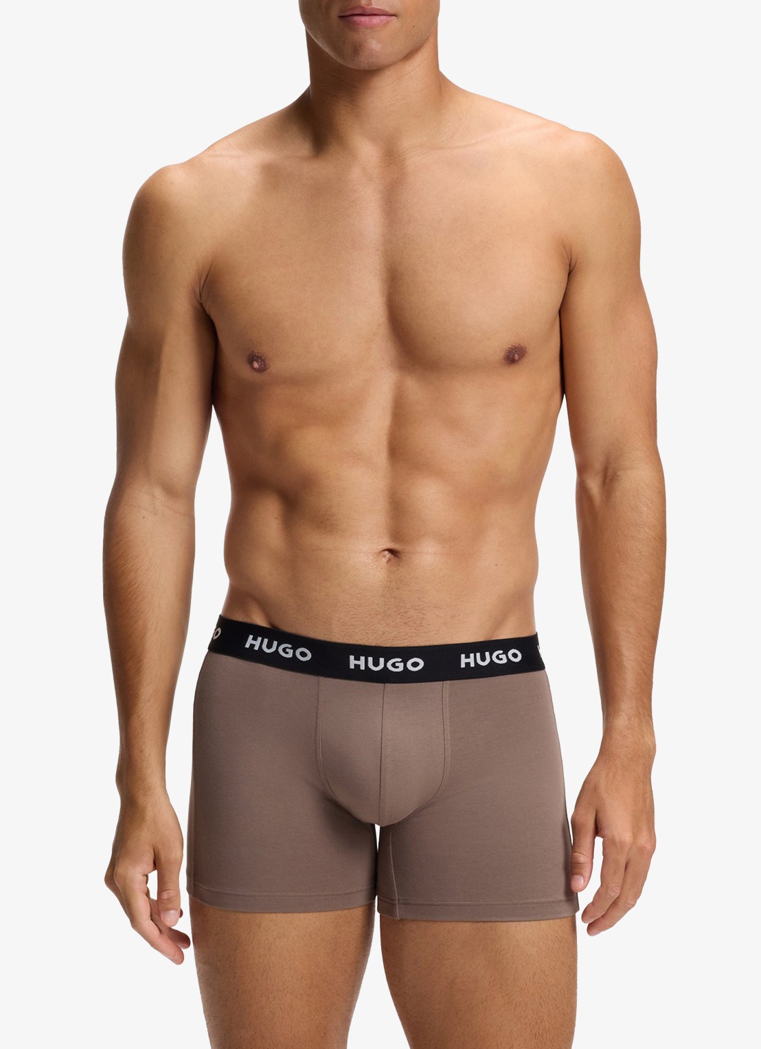 HUGO Boxershort met logoband in 3-pack - detail open brown-247 / bruin