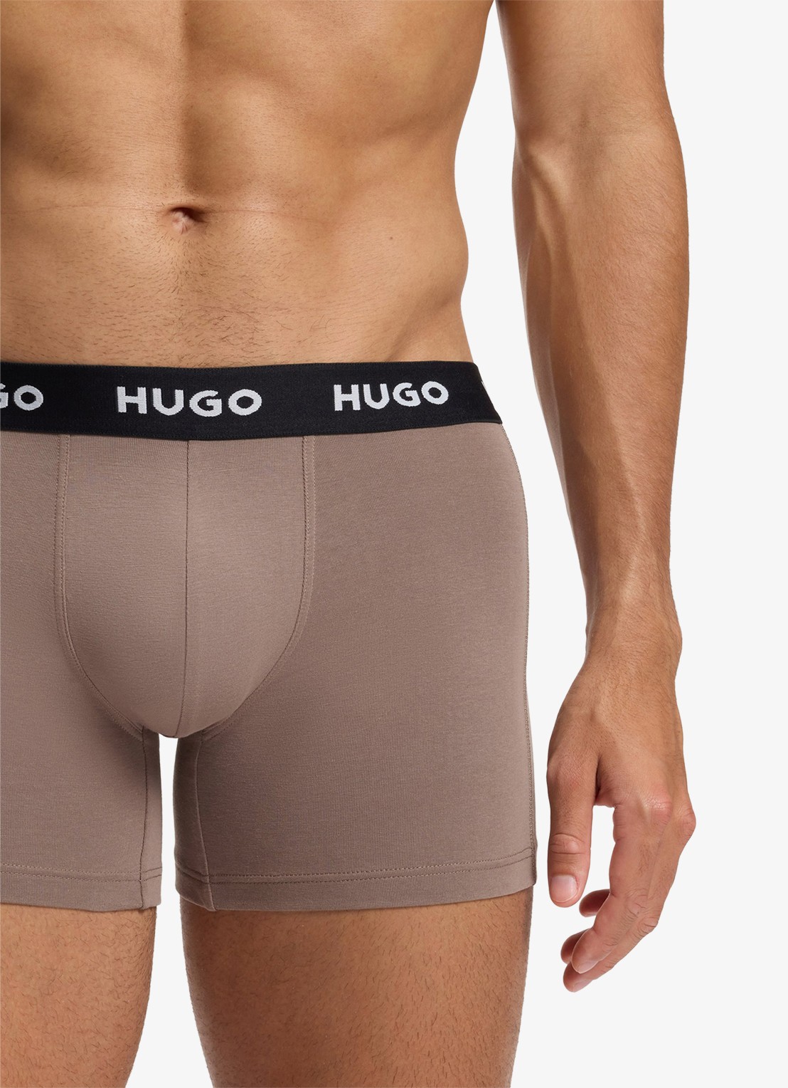 HUGO Boxershort met logoband in 3-pack - detail 2 open brown-247 / bruin