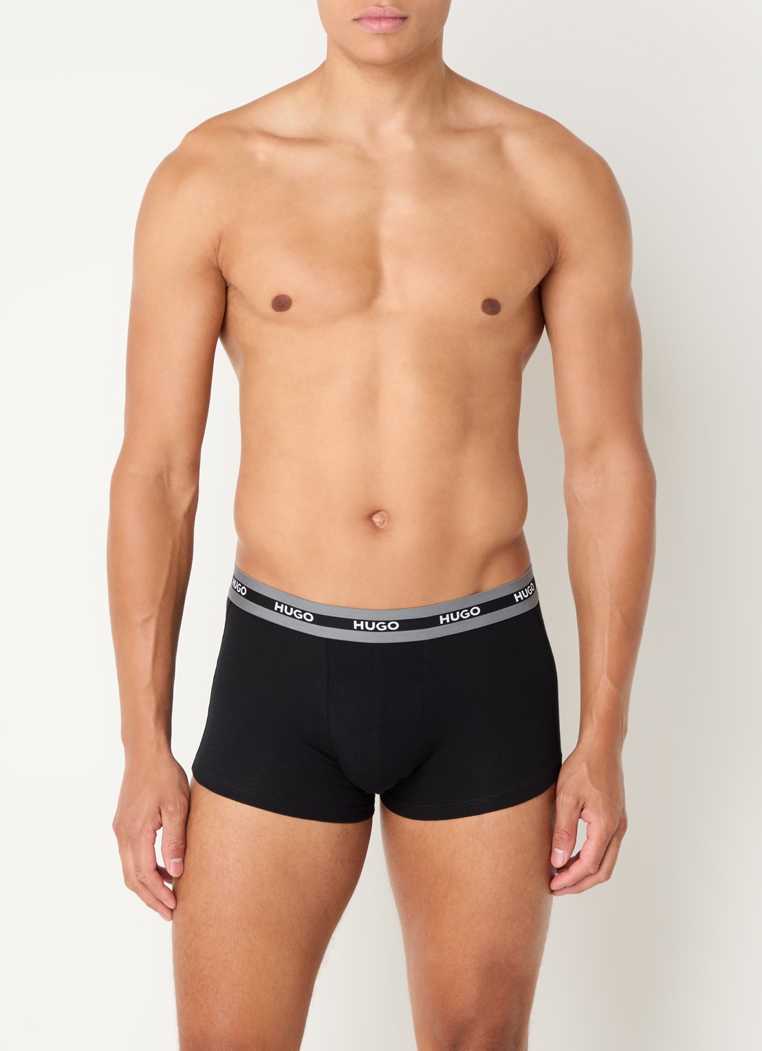 HUGO Boxershorts met logoband in 3-pack - voorkant 4 zwart