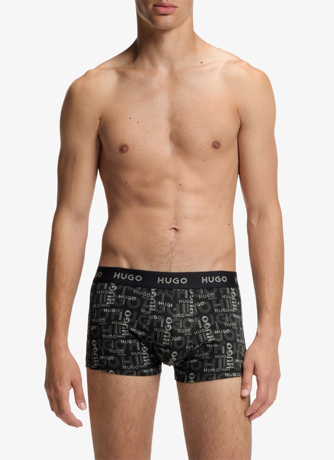 HUGO Boxershorts met logoband in 3-pack - voorkant 5 grijs