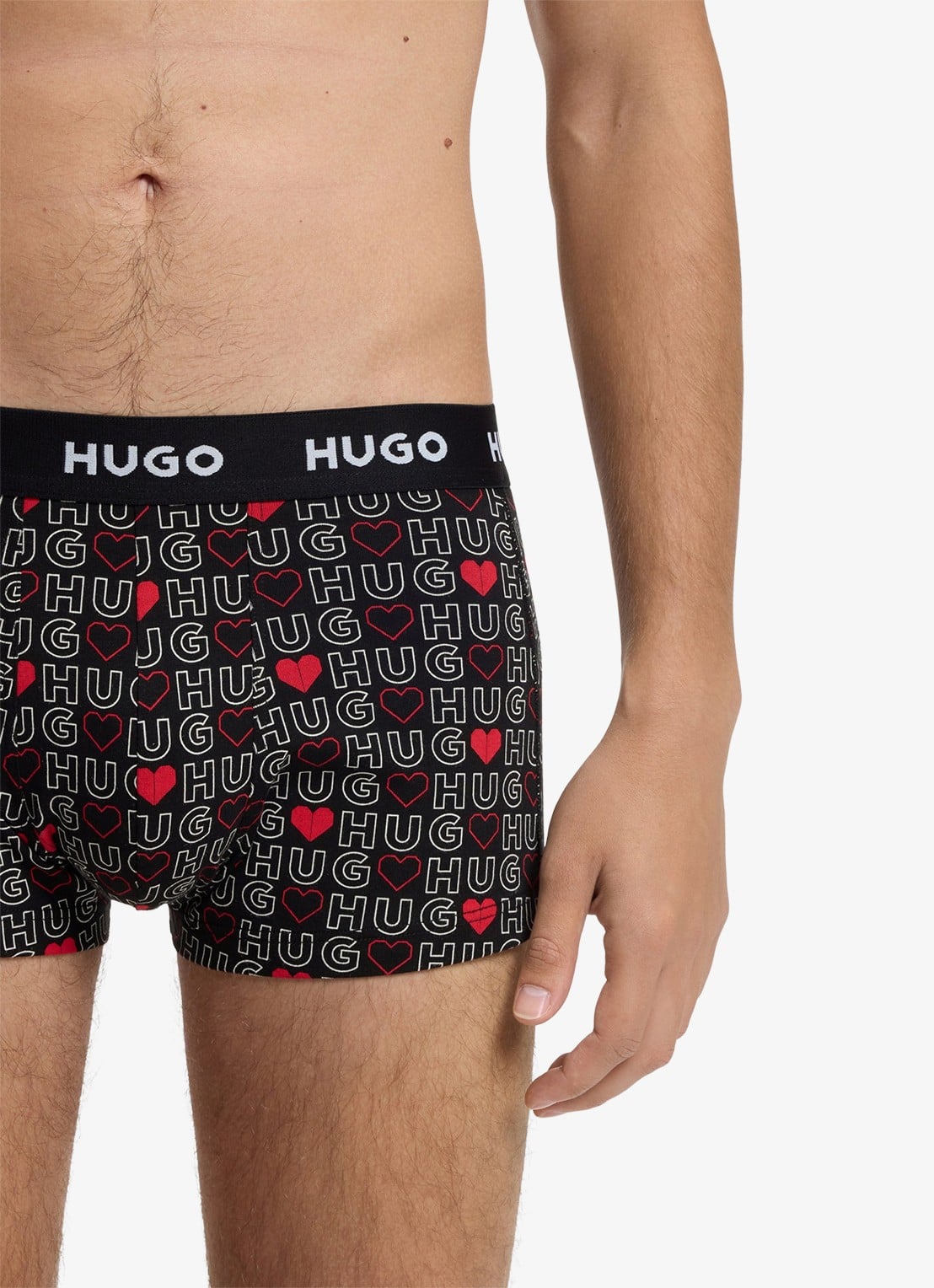 HUGO Boxershorts met logoband in 3-pack - detail kersenrood