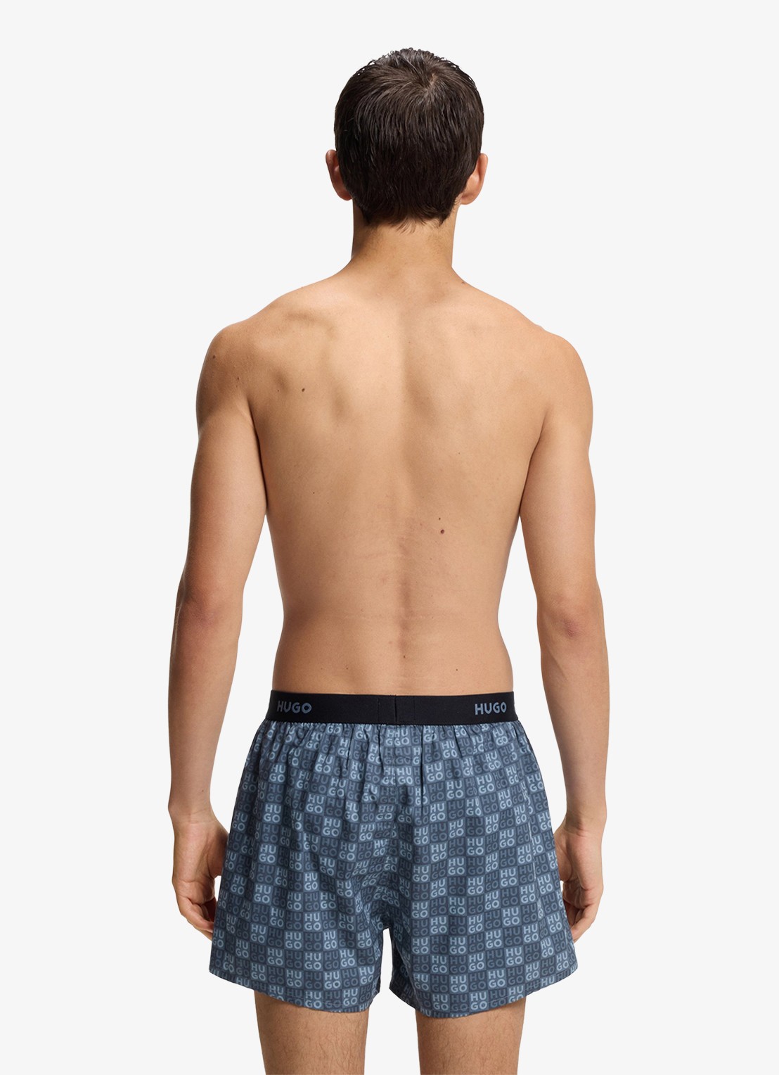 HUGO Boxershorts met logoband in 3-pack - achterkant 5 blauwgrijs