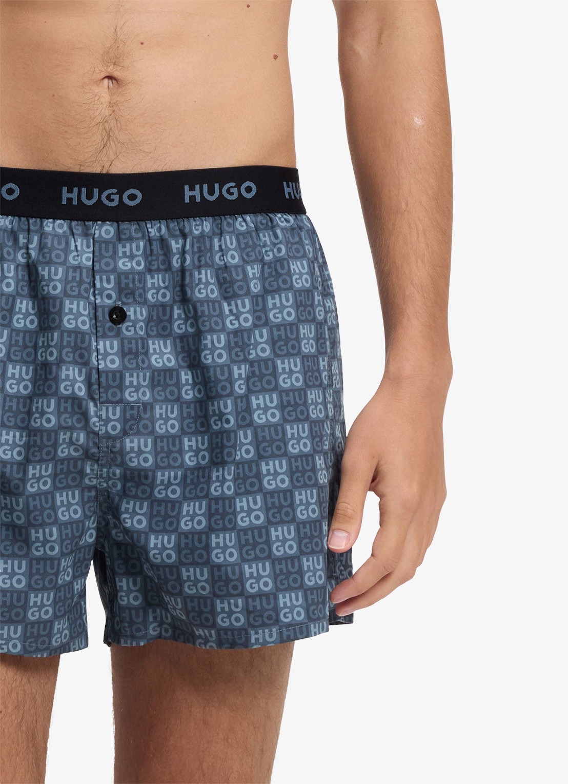HUGO Boxershorts met logoband in 3-pack - detail 3 blauwgrijs
