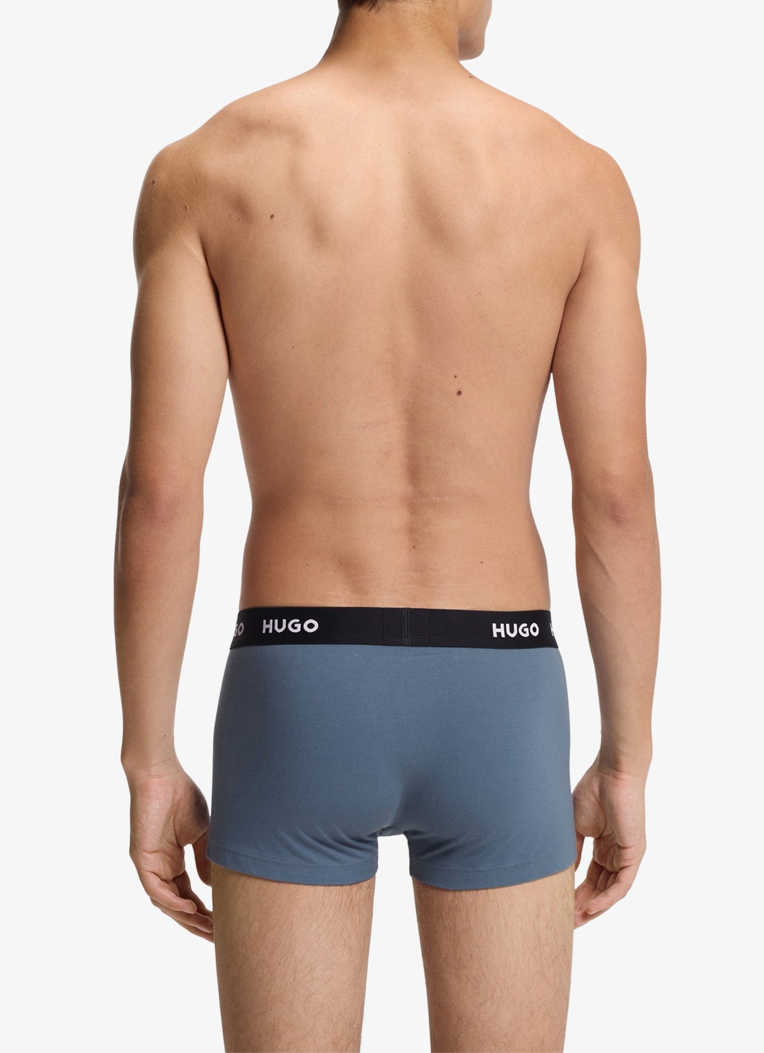 HUGO Boxershorts met logoband in 3-pack - achterkant 5 blauwgrijs