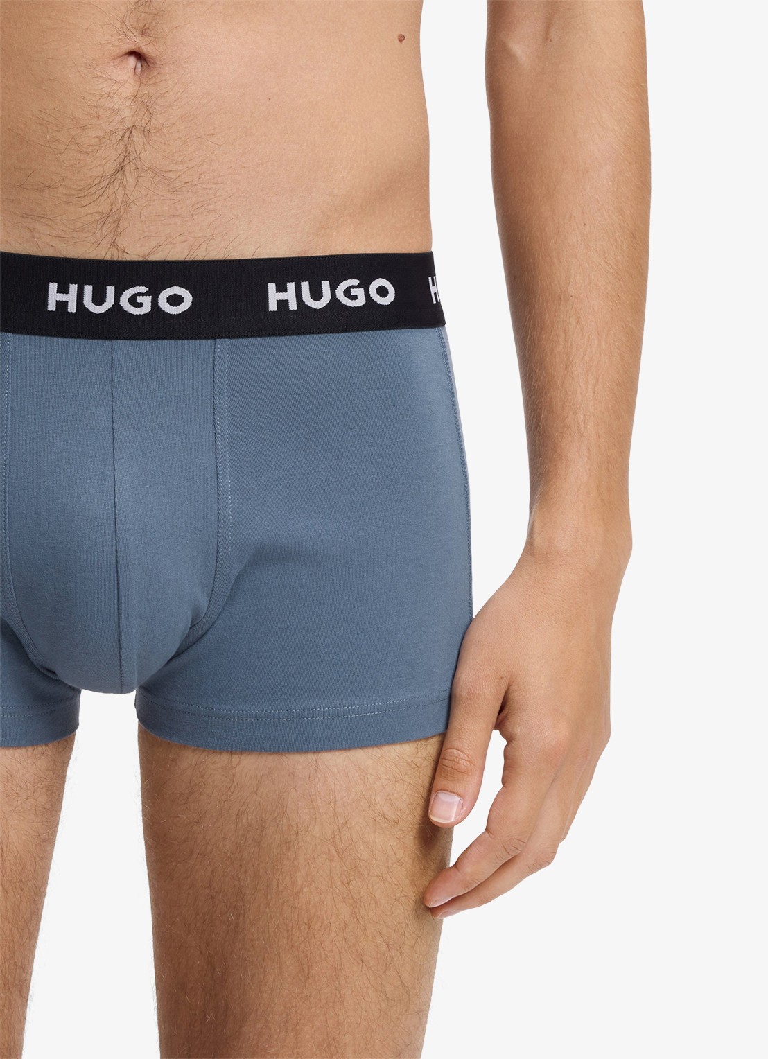 HUGO Boxershorts met logoband in 3-pack - detail blauwgrijs
