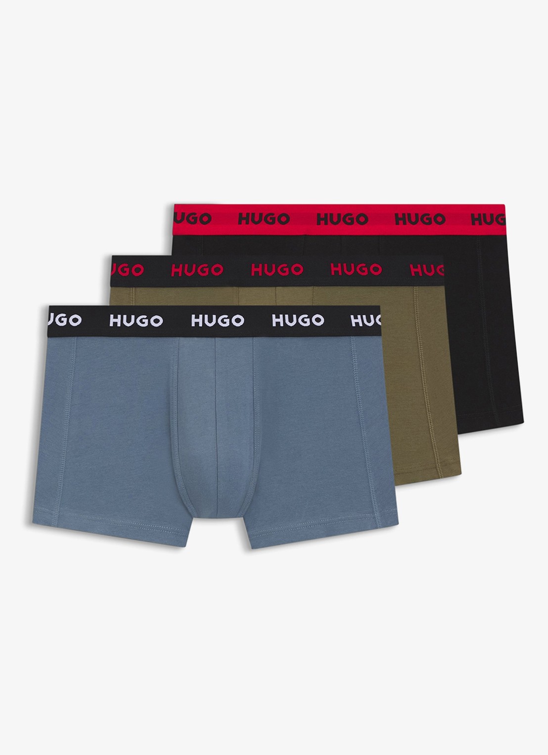 HUGO Boxershorts met logoband in 3-pack - voorkant 3 blauwgrijs