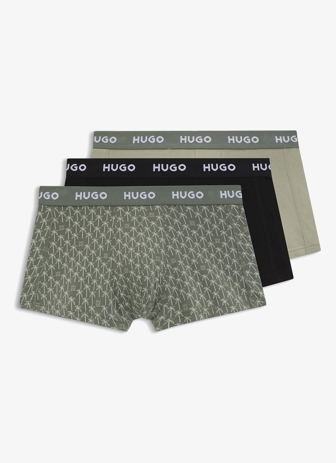 HUGO Boxershorts met logoband in 3-pack - voorkant 2 groen