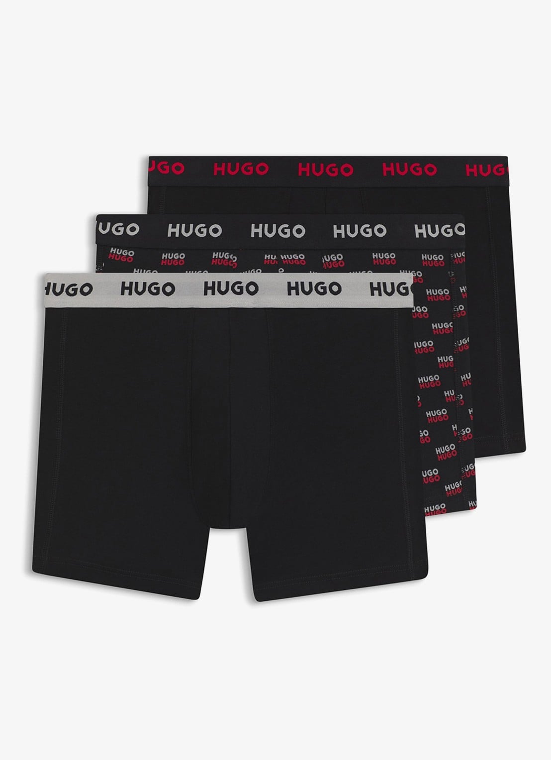 HUGO Boxershorts met logoband in 3-pack - voorkant 4 rood