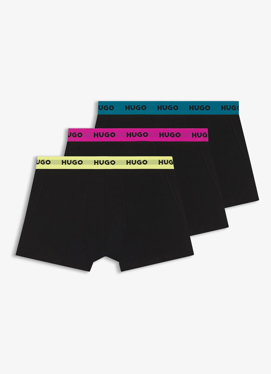 HUGO Boxershorts met logoband in 3-pack - voorkant black-008 / zwart