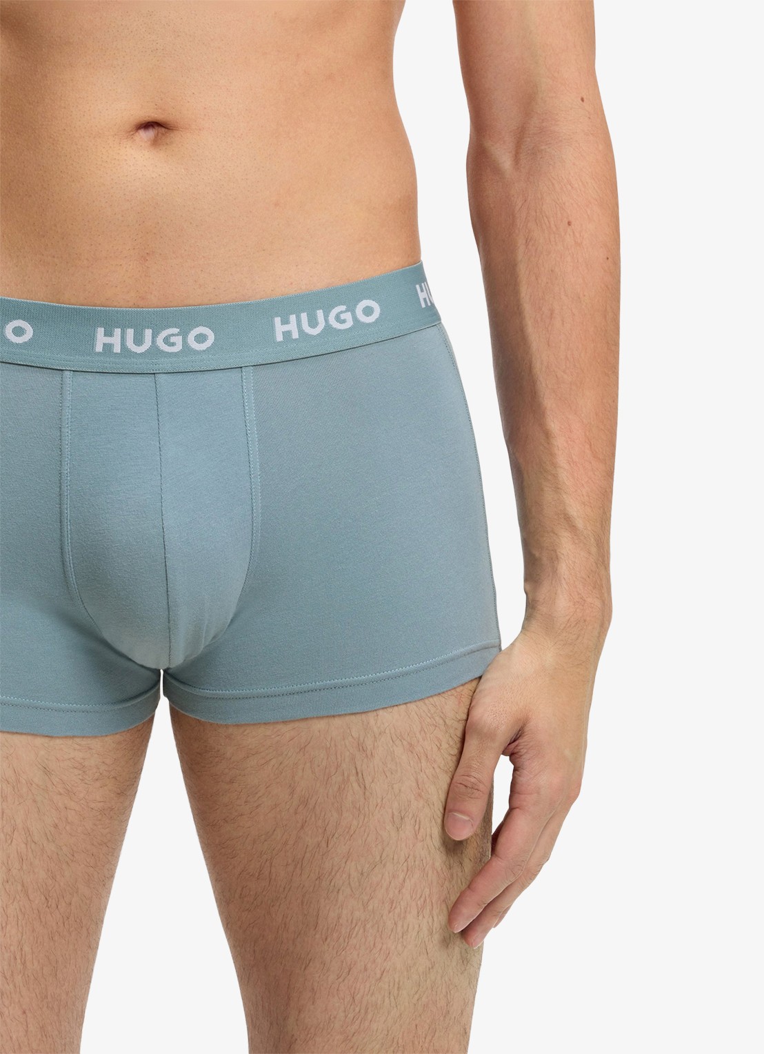 HUGO Boxershorts met logoband in 3-pack - detail 5 open blue-490 / blauw