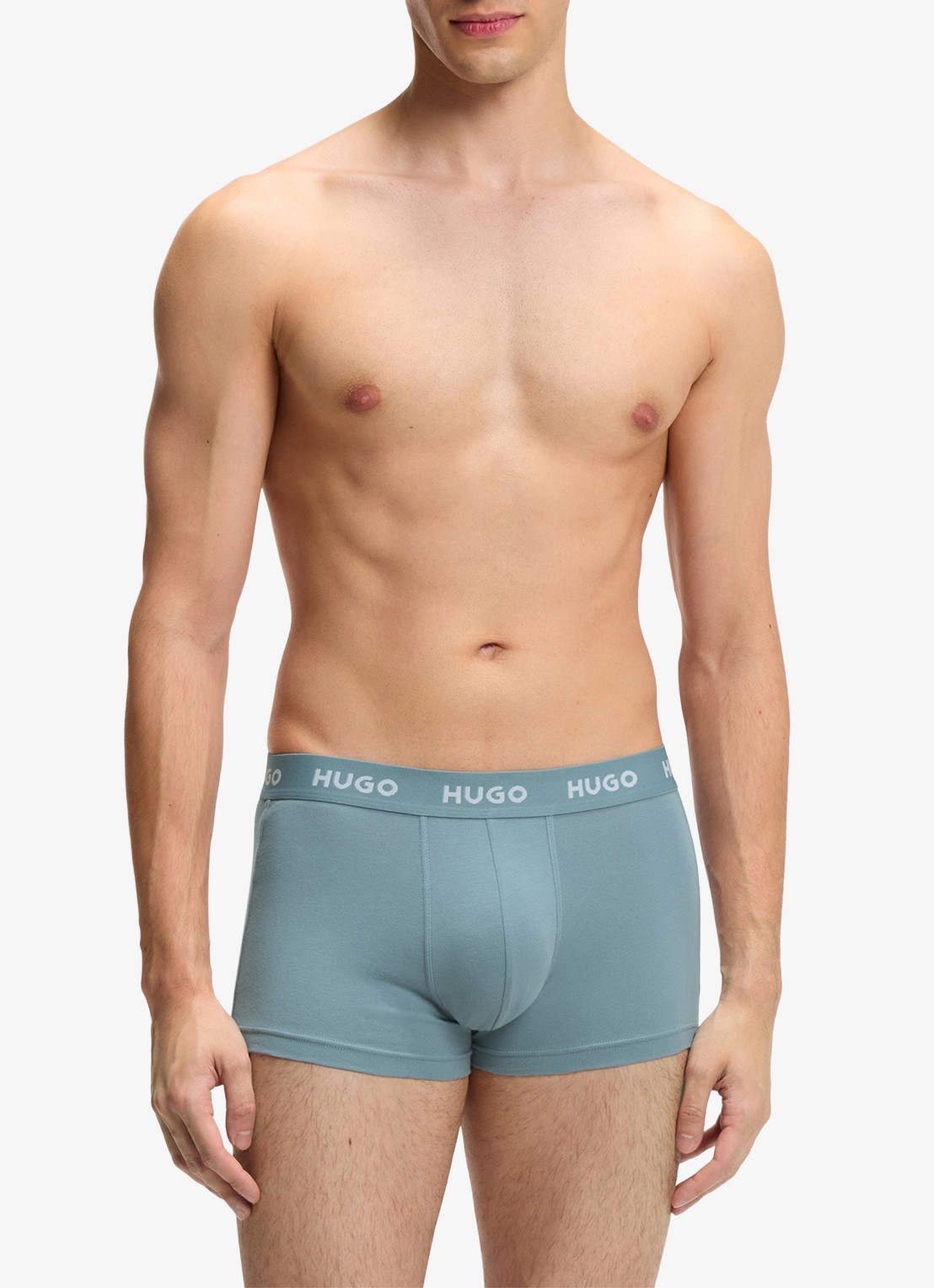 HUGO Boxershorts met logoband in 3-pack - voorkant 3 open blue-490 / blauw
