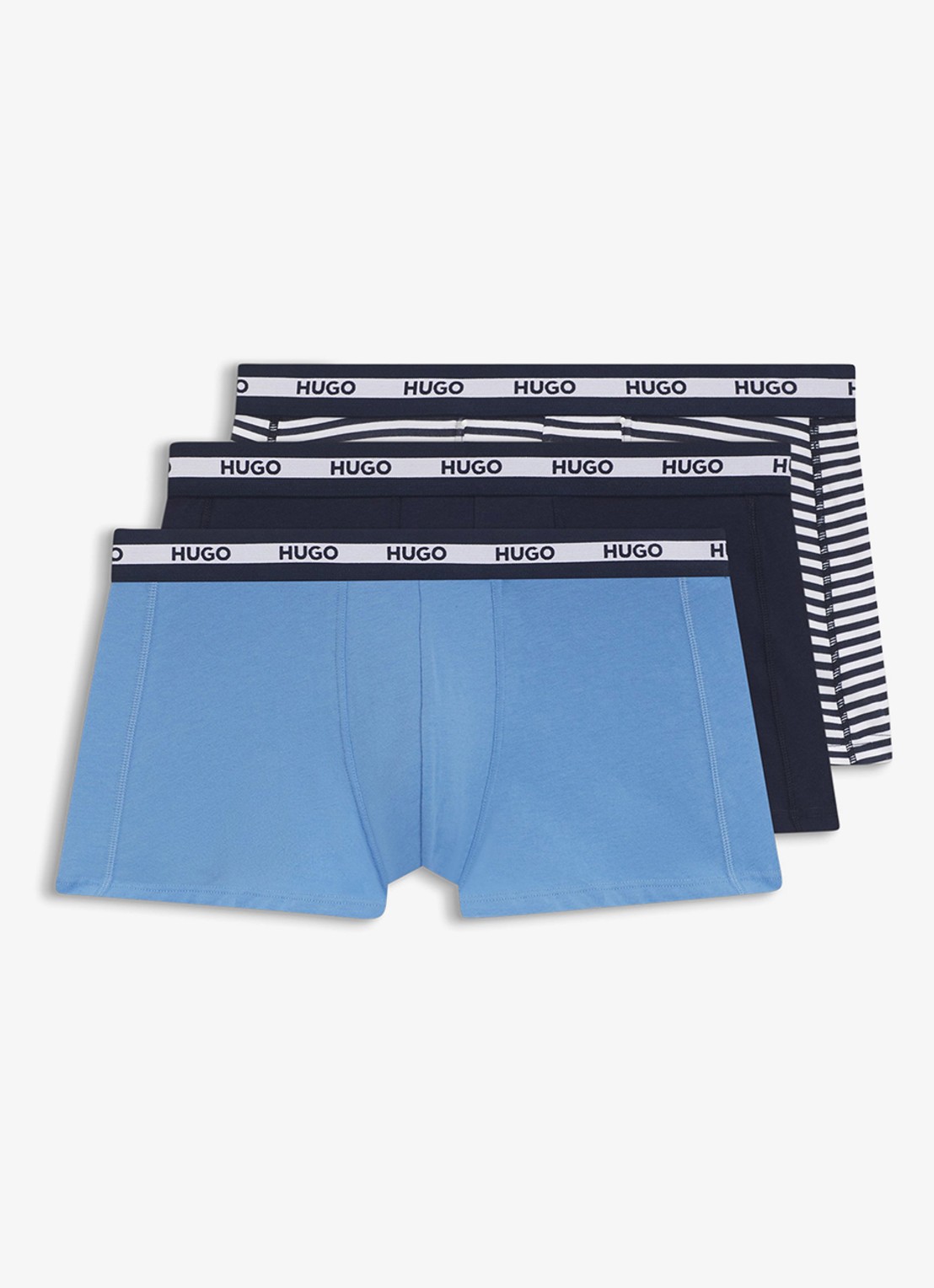 HUGO Boxershorts met logoband in 3-pack - voorkant blauw