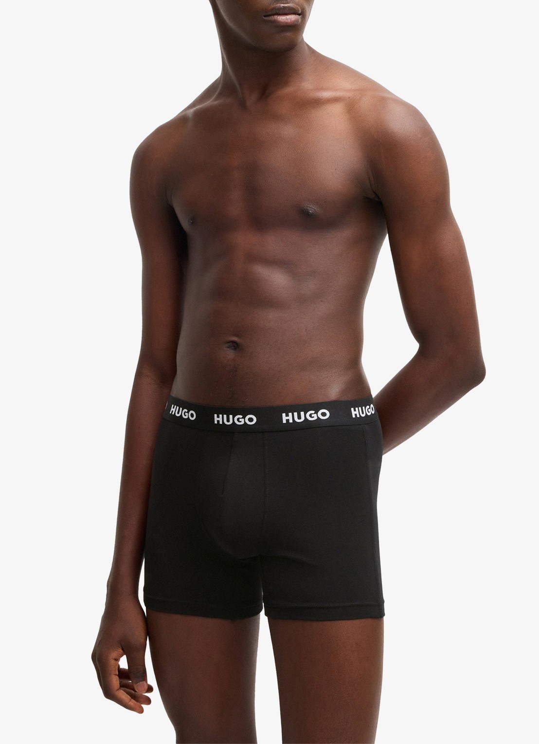 HUGO Boxershorts met logoband in 3-pack - voorkant 2 zwart
