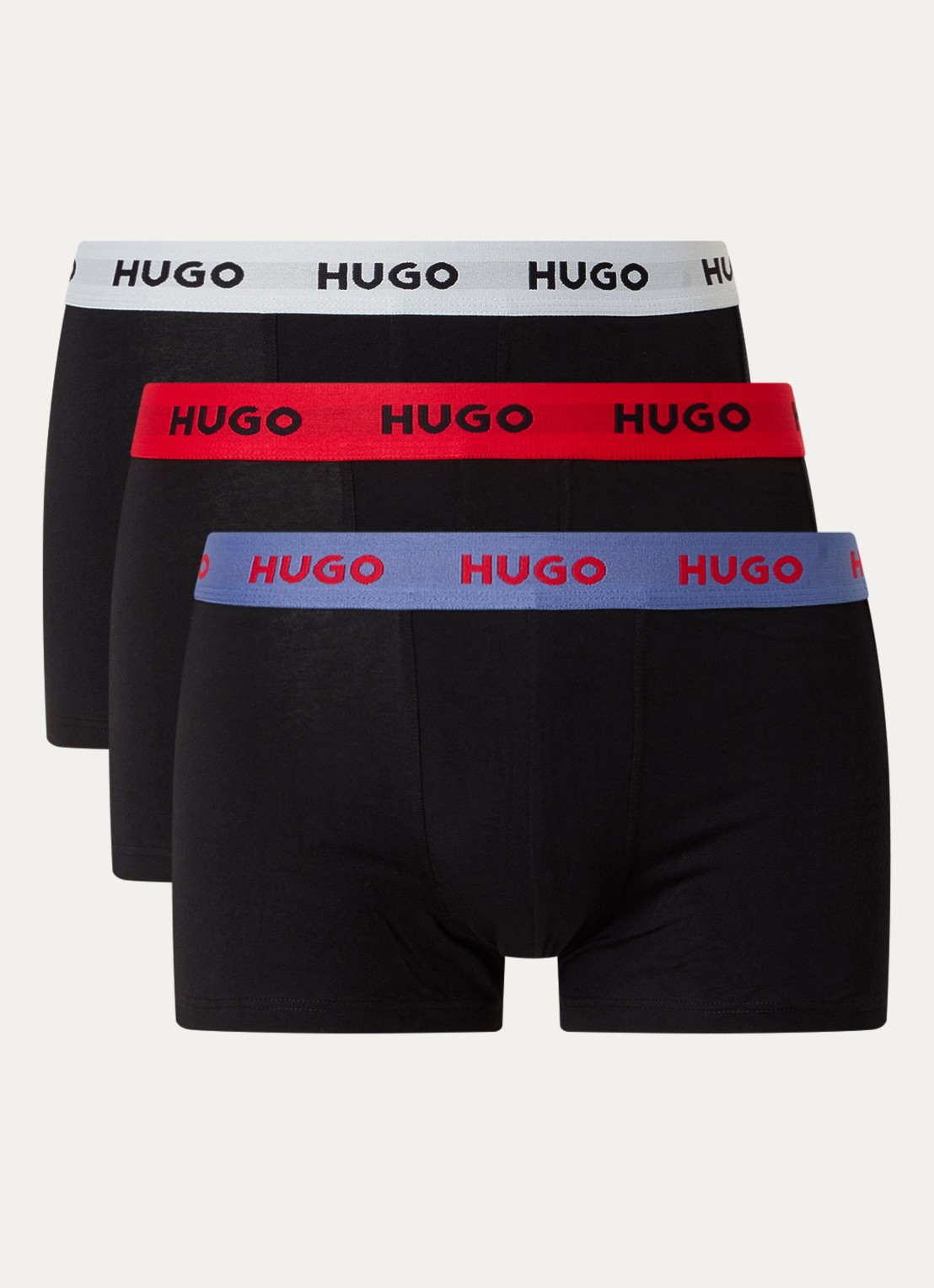 HUGO Boxershorts met logoband in 3-pack - voorkant zwart