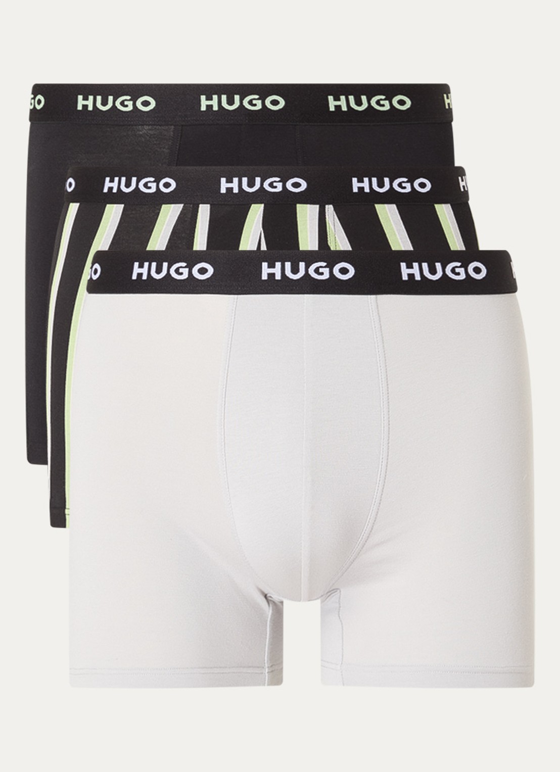 HUGO Boxershorts met logoband in 3-pack - voorkant 3 zwart