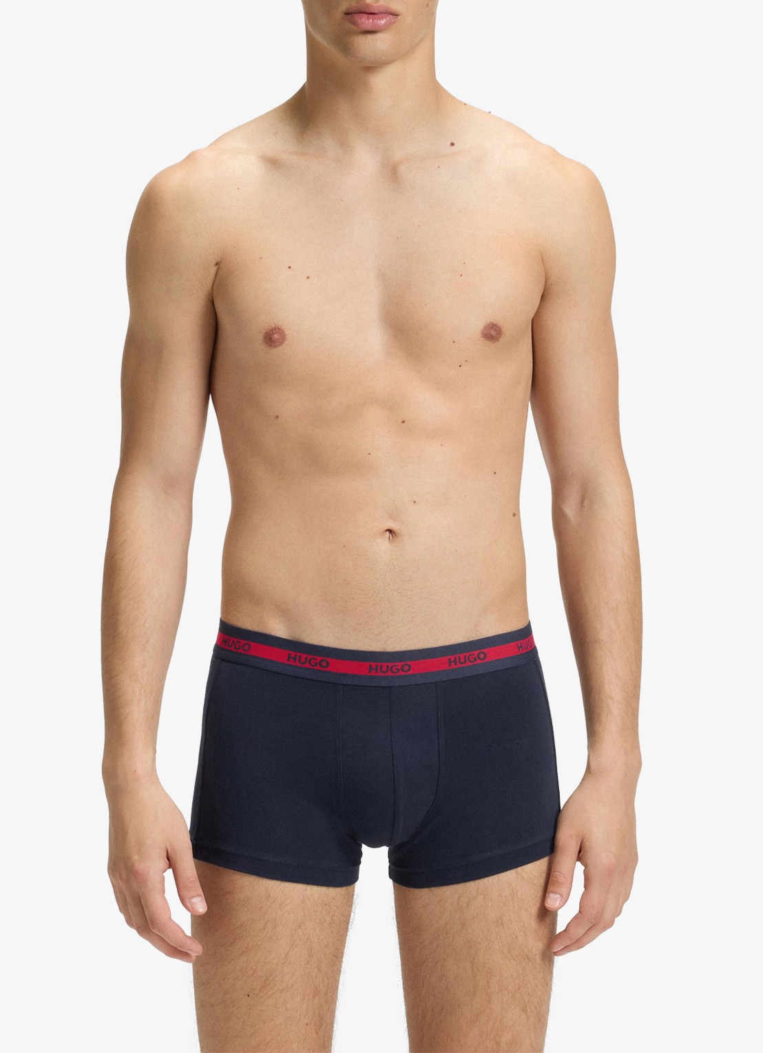 HUGO Boxershorts van  katoen in 3-pack - voorkant 2 donkerblauw