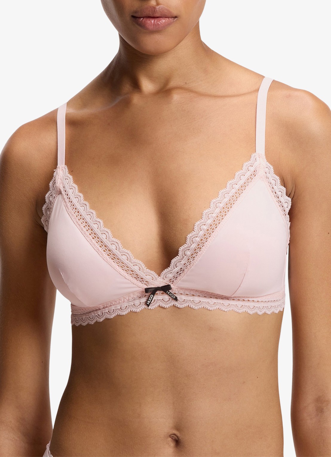 HUGO Bralette met kant - detail lichtroze