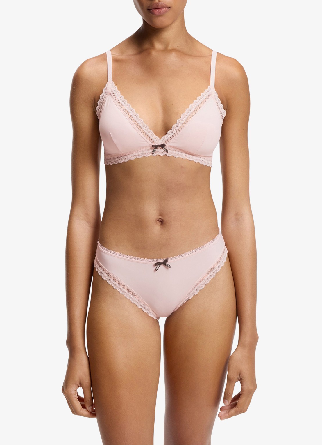 HUGO Bralette met kant - voorkant 4 lichtroze