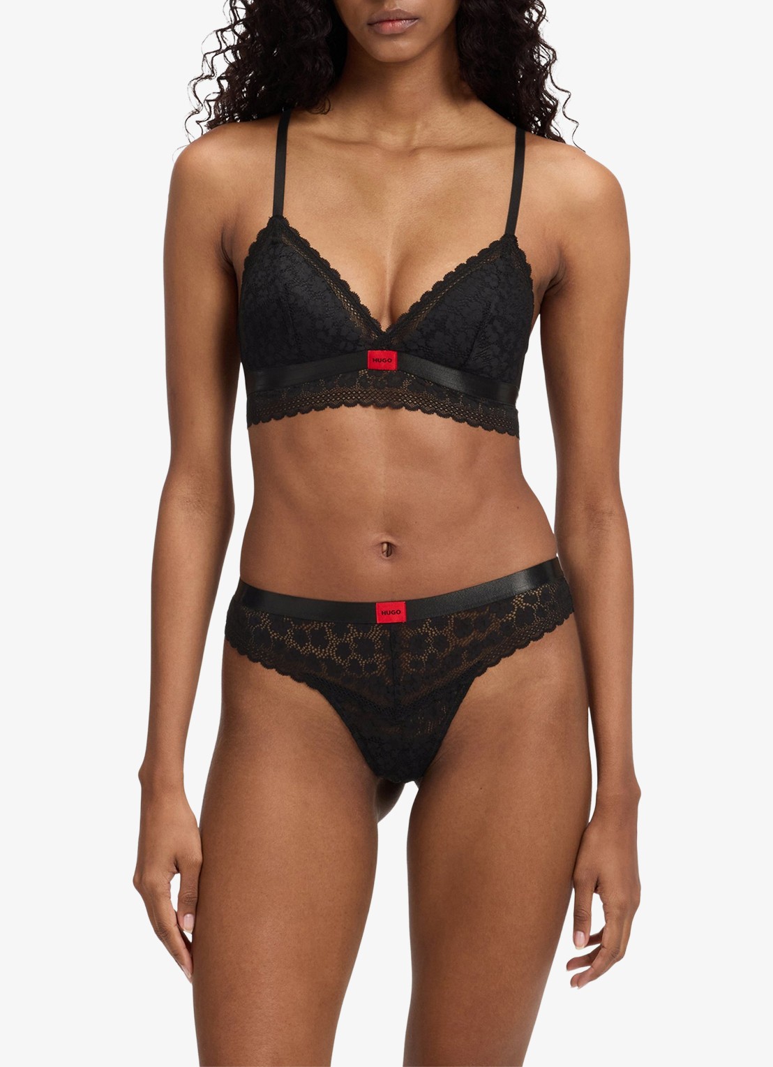 HUGO Bralette met kant - detail zwart