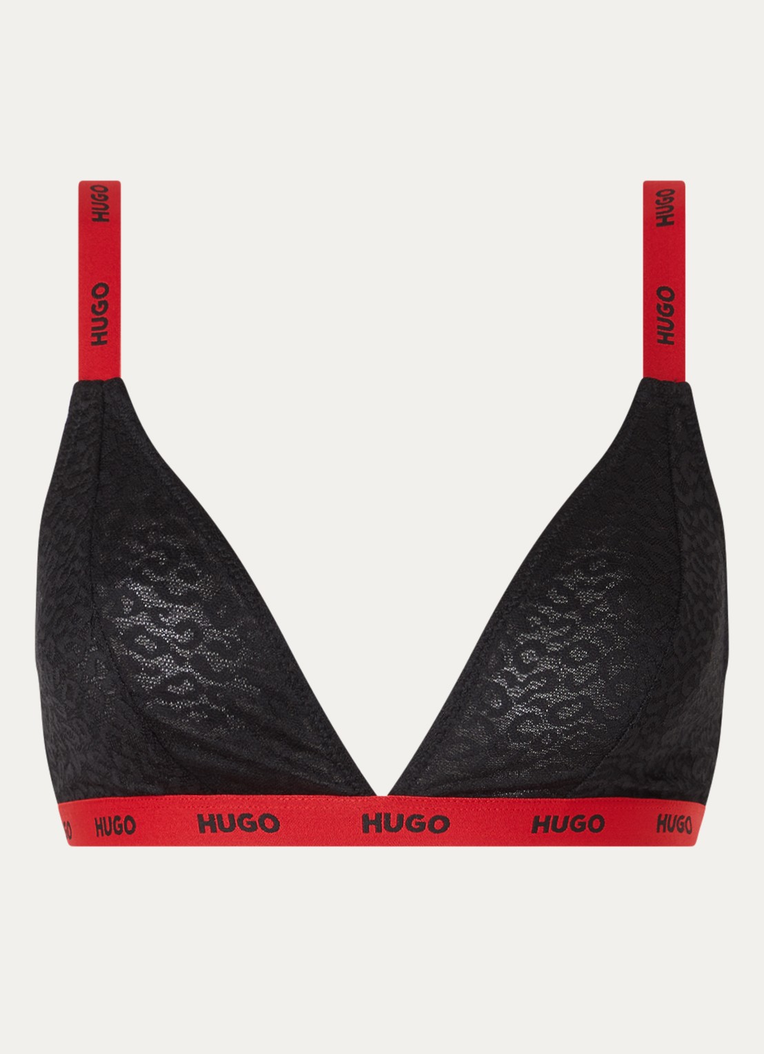 HUGO Bralette van kant met panterprint - voorkant 4 zwart