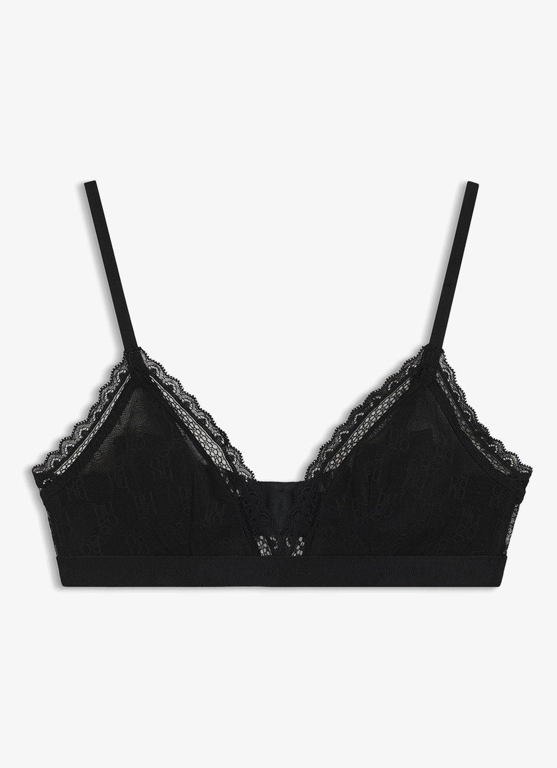 HUGO Bralette van kant - voorkant zwart