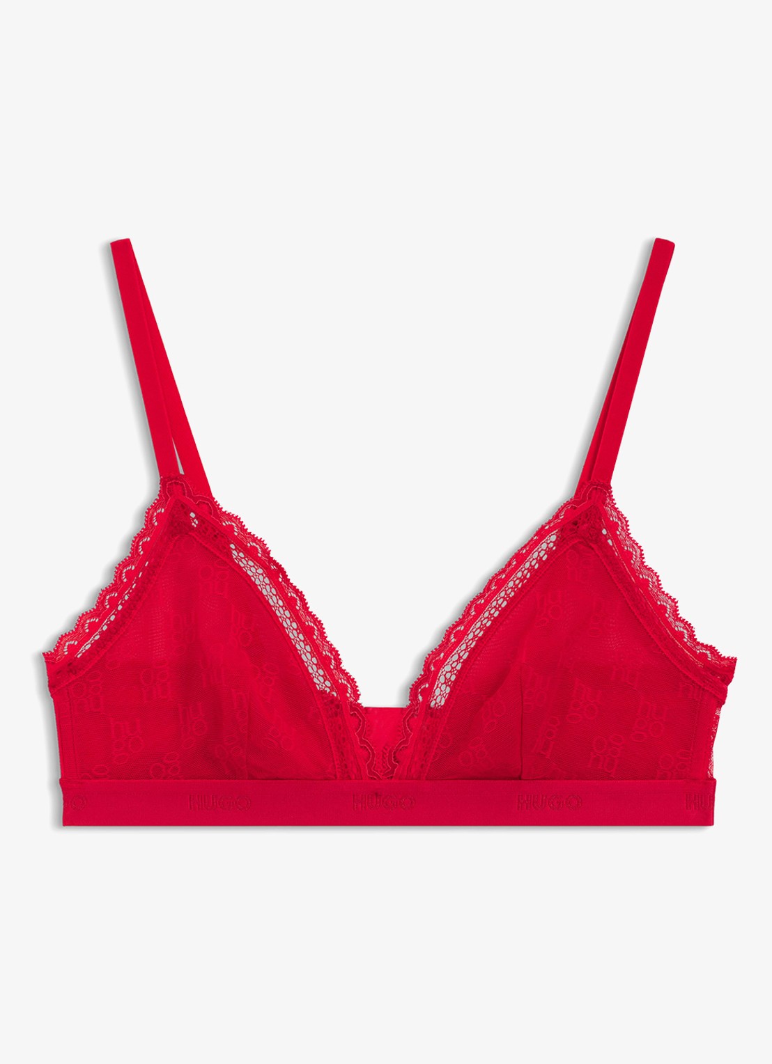HUGO Bralette van kant - voorkant 2 rood