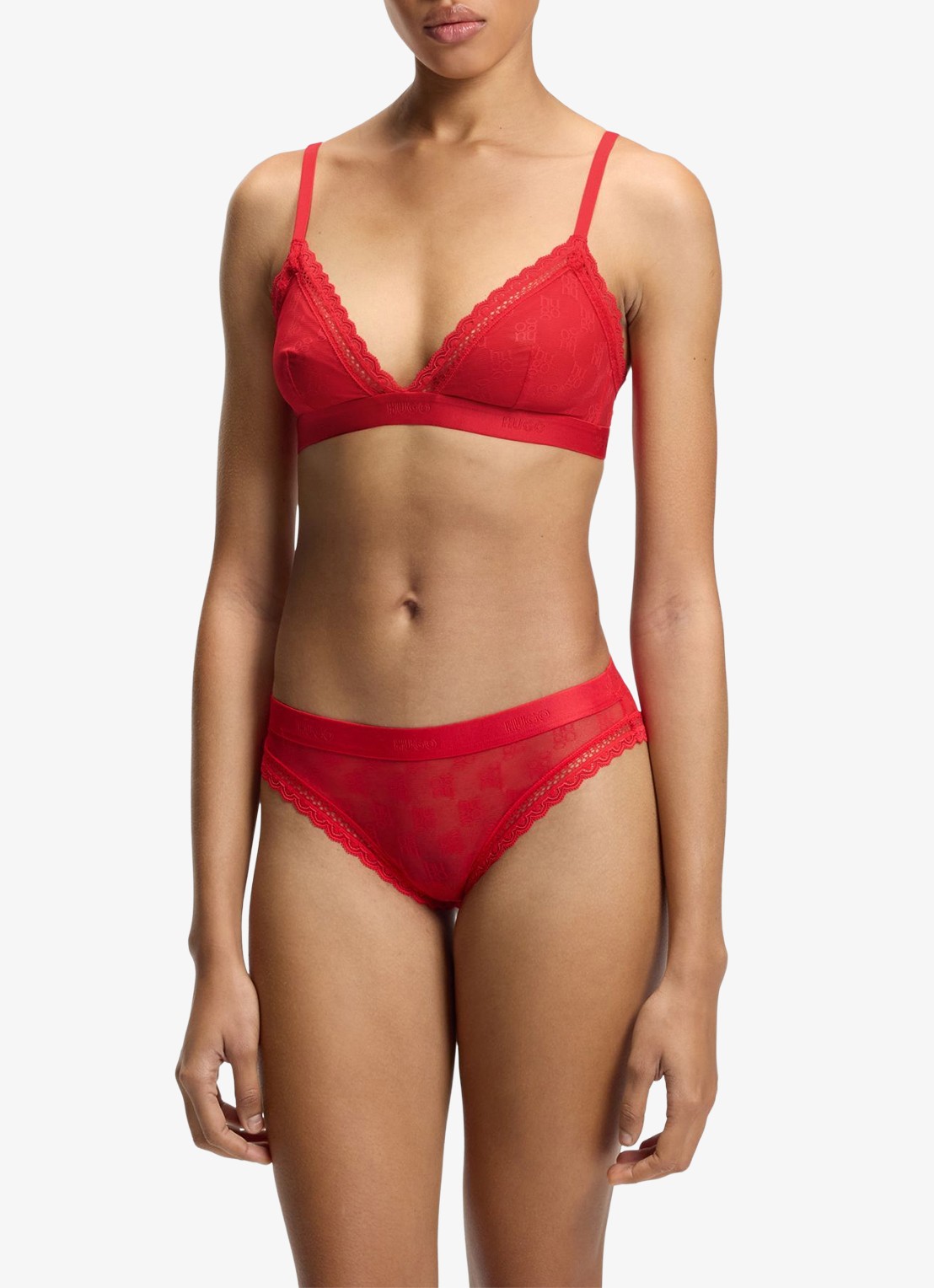 HUGO Bralette van kant - voorkant 3 rood