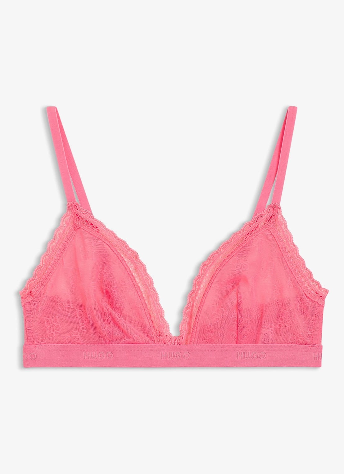 HUGO Bralette van kant - voorkant roze