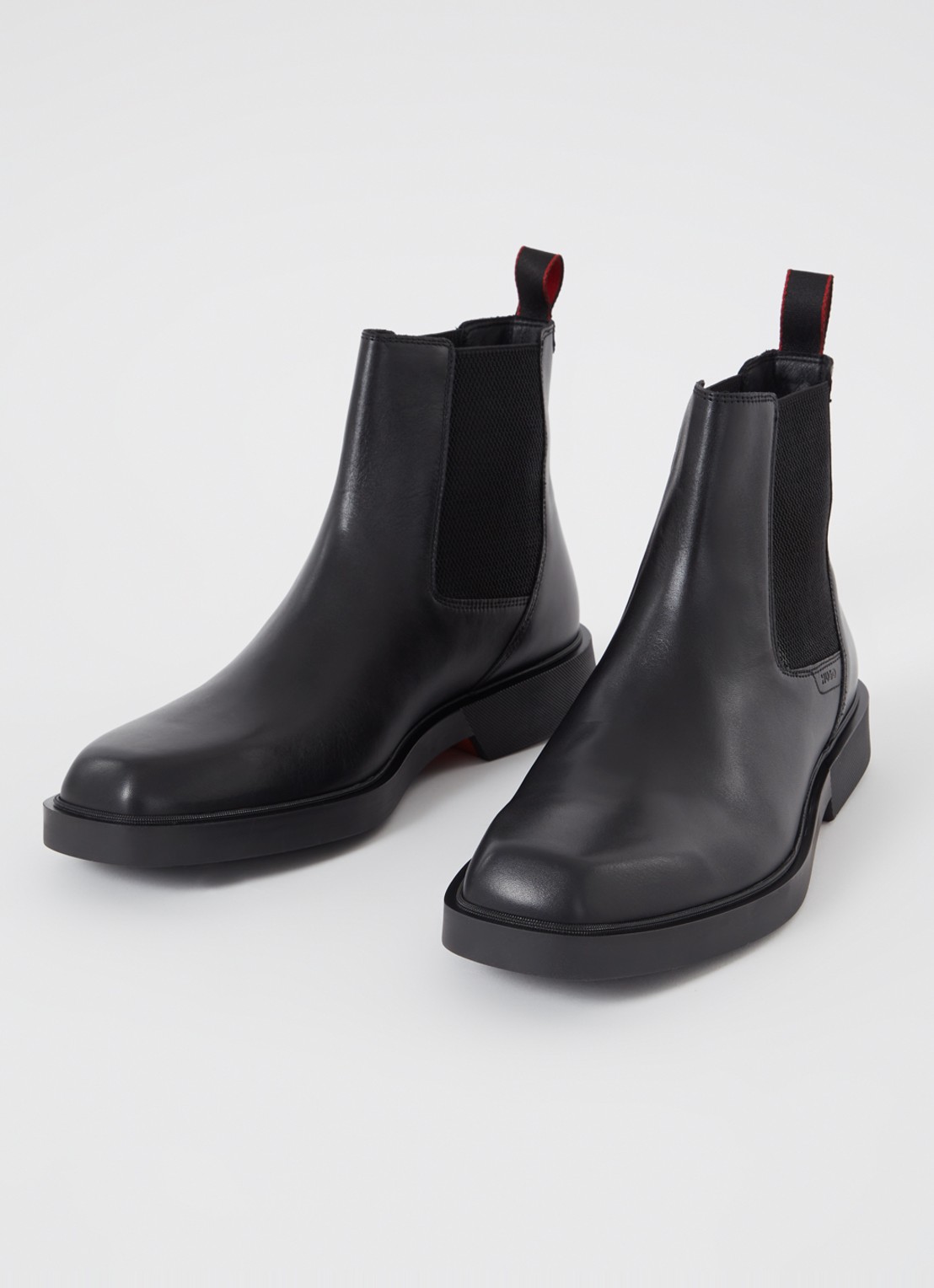 HUGO Chelsea boot van leer - detail zwart