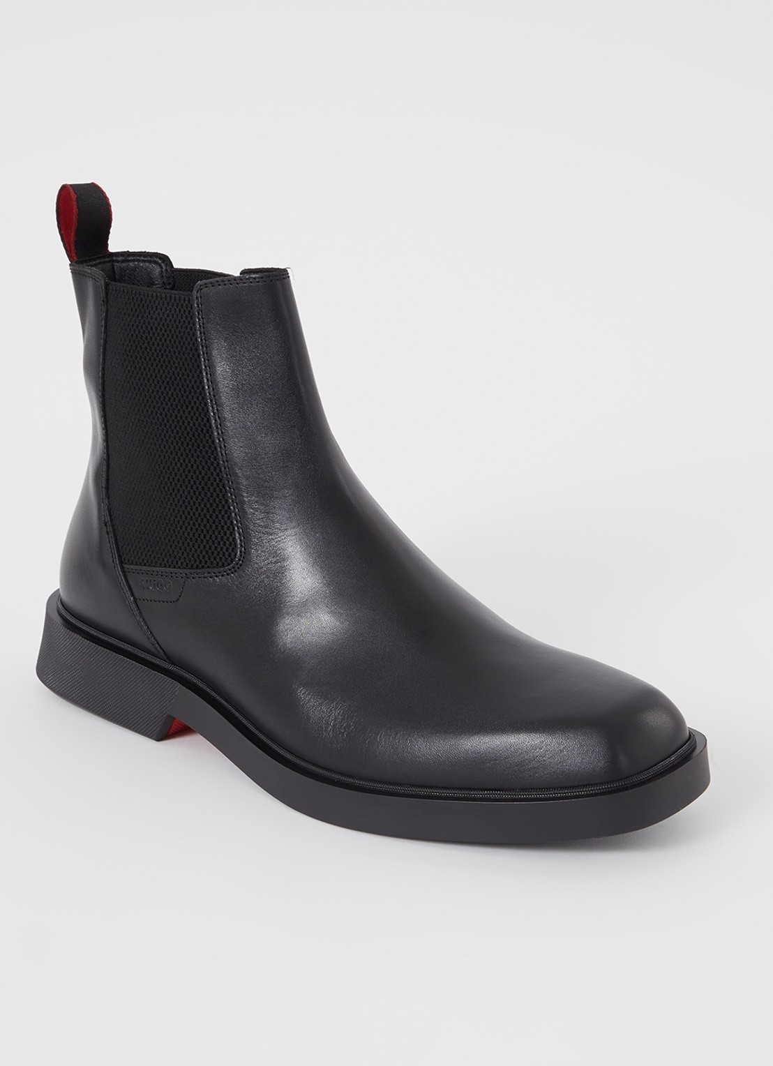 HUGO Chelsea boot van leer - voorkant 4 zwart