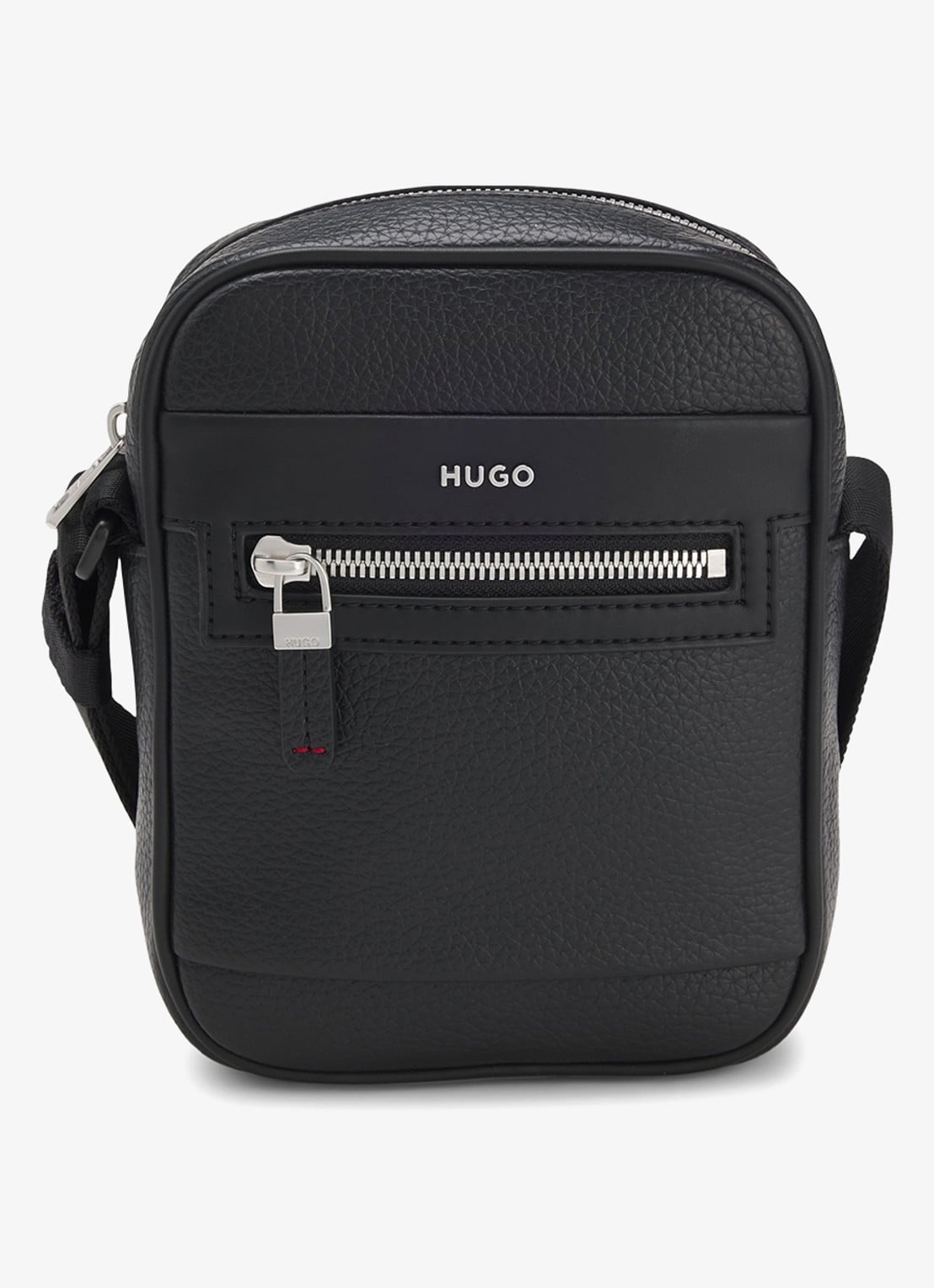 HUGO  Crossbodytas met logo en verstelbare schouderriem - voorkant 4 diepzwart