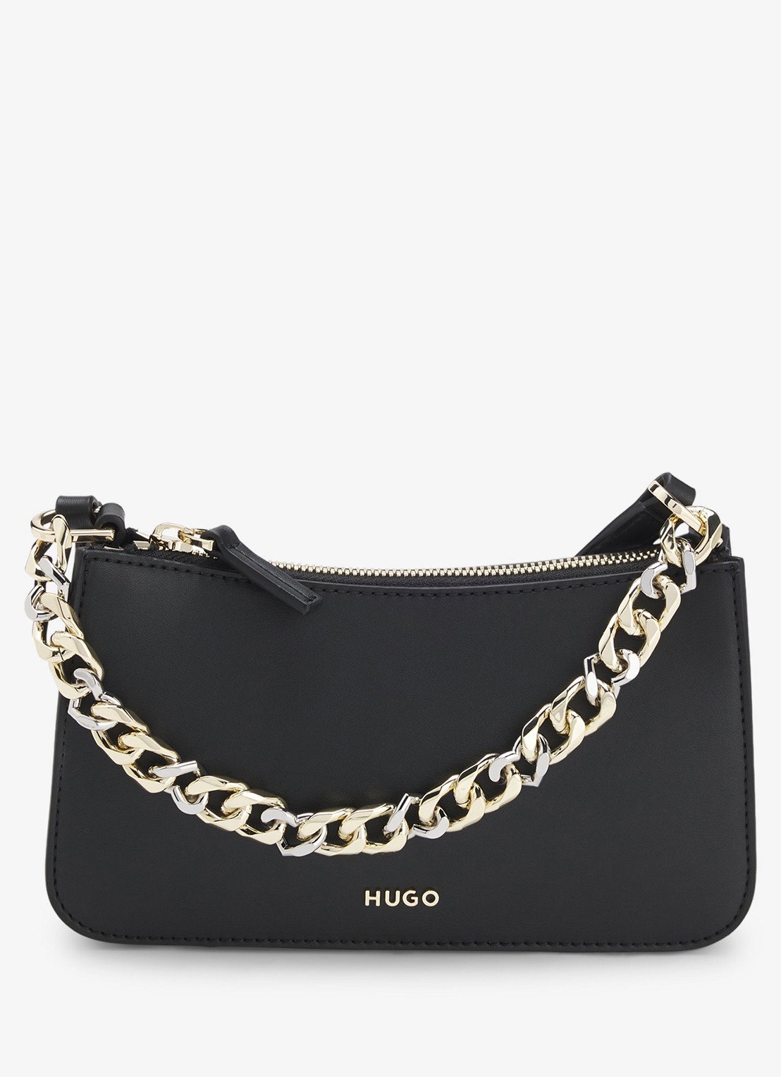 HUGO Crossbodytas van imitatieleer - voorkant 3 zwart