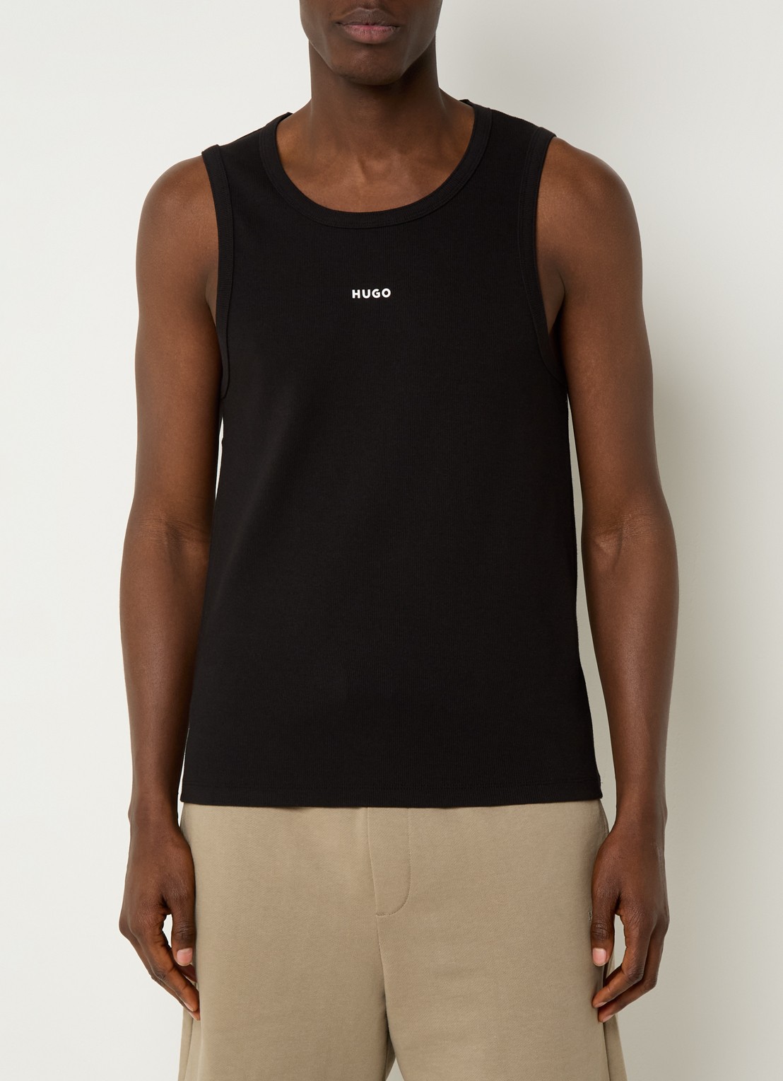 HUGO Dapota singlet met logo - detail zwart