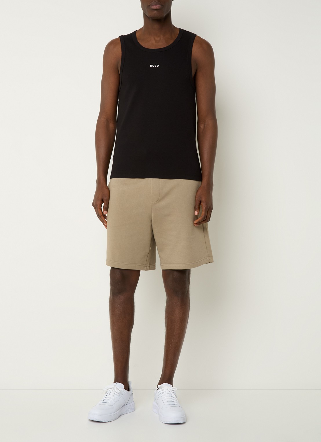HUGO Dapota singlet met logo - voorkant 3 zwart