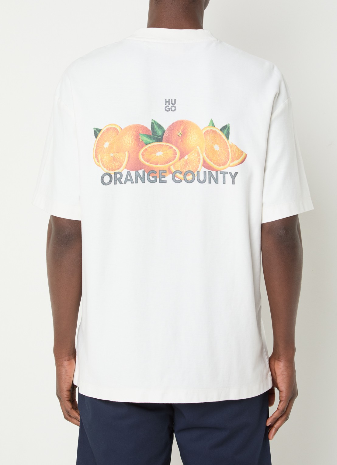 HUGO Dartiee T-shirt met front- en backprint - detail gebroken wit